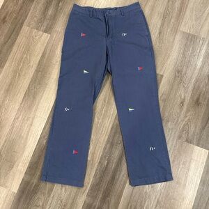 Vineyard Vines Club Pant Men’s 33x32 Navy Embroidered Flags Chino Pants Cotton
